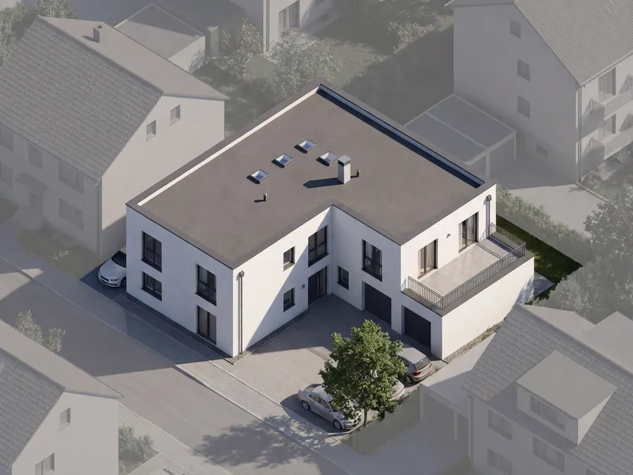 Fotorealistischer 3D-Render eines Hauses aus der KI-Gebäudeanalyse