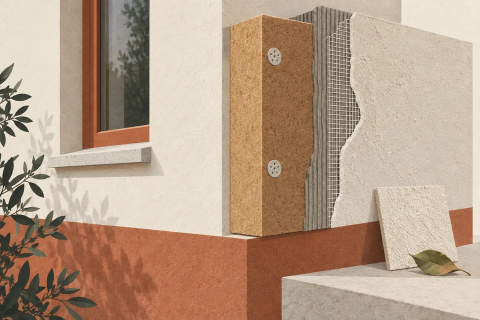 Illustration: Nachhaltige Fassadendämmung 2025: Ökologische Materialien im Vergleich