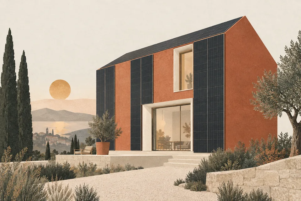 Illustration: Photovoltaik-Fassaden: Der neue Trend in der Gebäudetechnik 2025