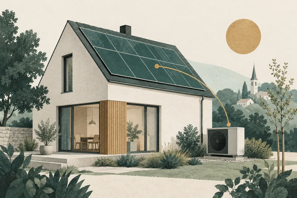 Illustration: Solaranlage + Wärmepumpe: Die optimale Kombination für maximale Energieautarkie
