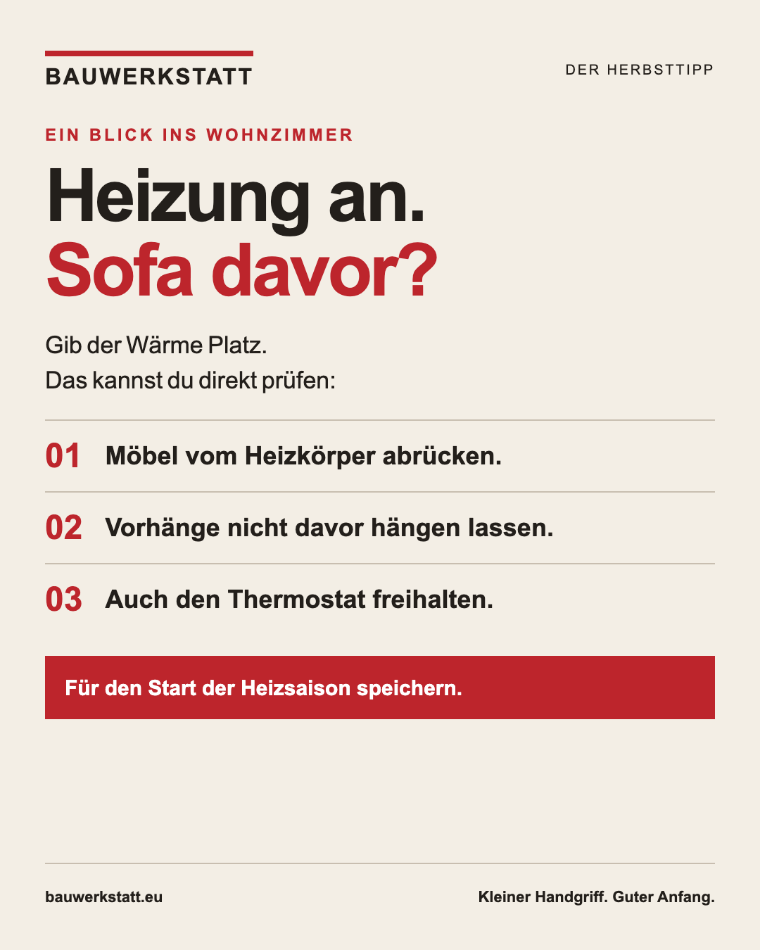Heiztipp: Heizkörper freihalten und Wärme verteilen